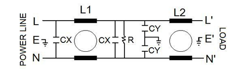 <center>日規(雙π迴路)</center><br><center>(L1/T/S)</center><br><center>單相電源濾波器</center>